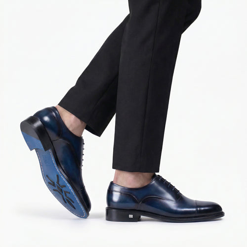Men’s Blue Oxford with Glossy Toe Cap