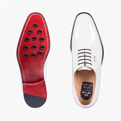 Men’s White Leather Wholecut Oxford - top and sole