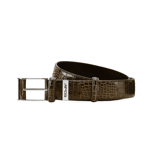Croc-printed Leather Belt