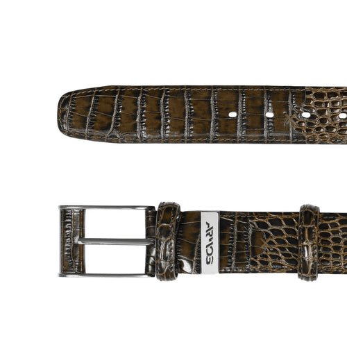 Croc-printed Leather Belt