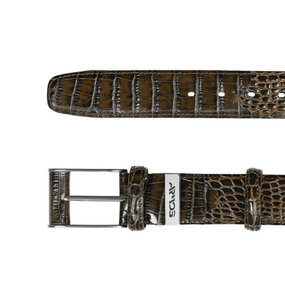 Croc-printed Leather Belt