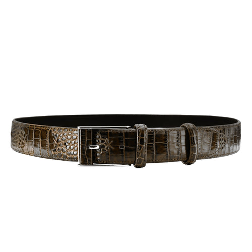 Croc-printed Leather Belt