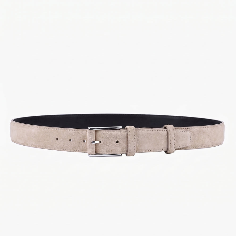 Men’s Beige Suede Leather Belt