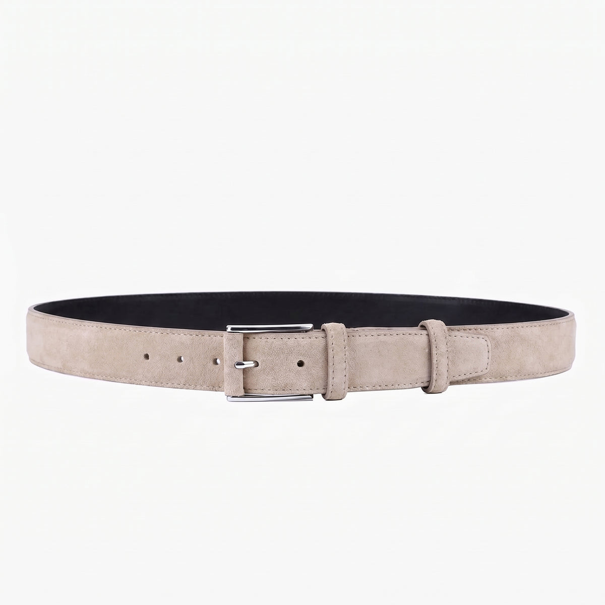 Men’s Beige Suede Leather Belt - full view