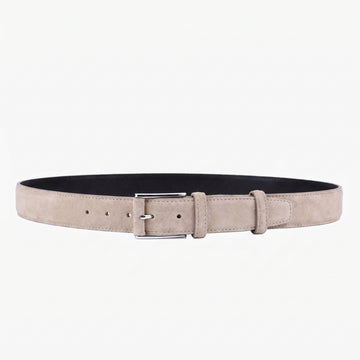Men’s Beige Suede Leather Belt - full view