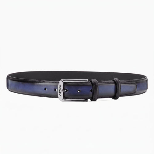Deep Dark Blue patina leather belt