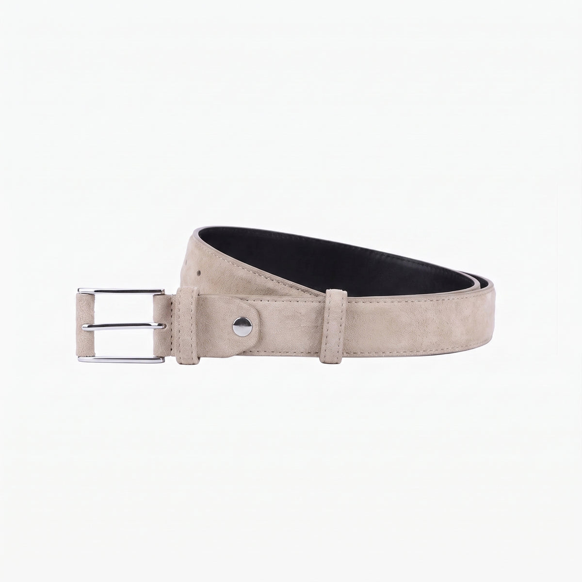 Men’s Beige Suede Leather Belt - coiled