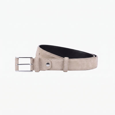 Men’s Beige Suede Leather Belt - coiled