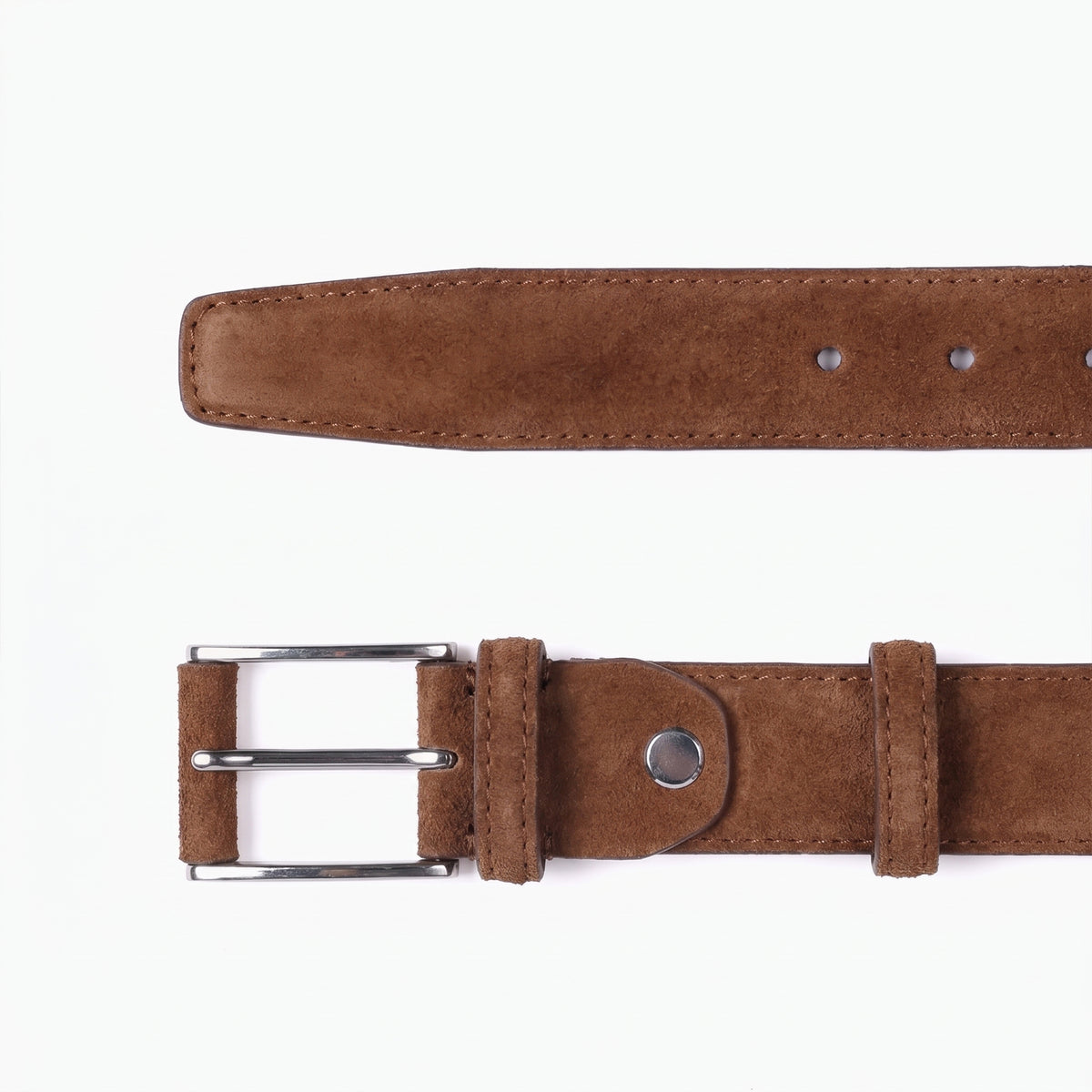 Men’s Brown Suede Leather Belt - buckle and tip