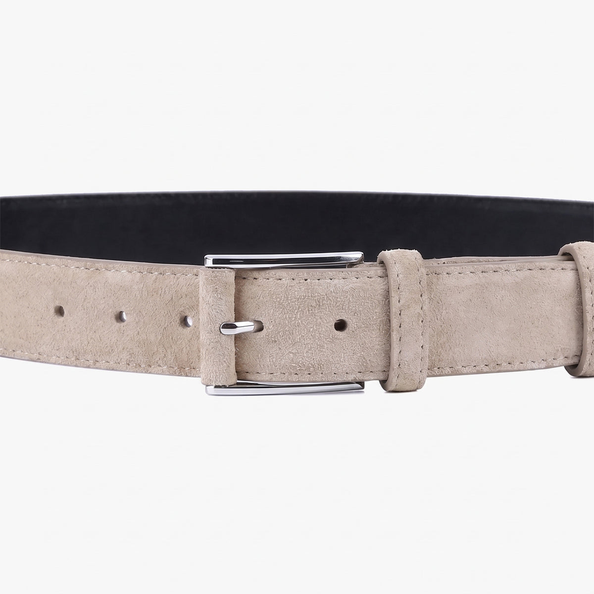 Men’s Beige Suede Leather Belt - buckle