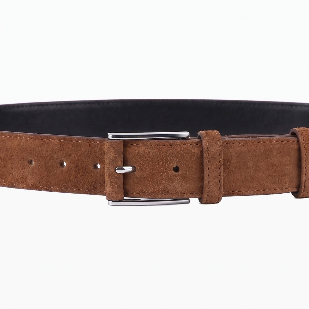 Men’s Brown Suede Leather Belt - buckle