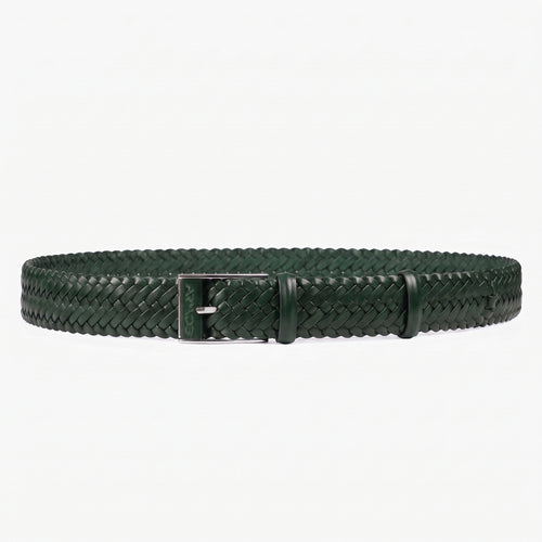 Men’s Green Braided Leather Belt - full view