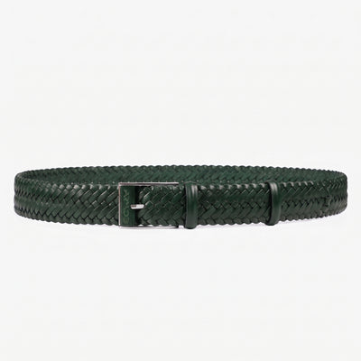 Men’s Green Braided Leather Belt - full view