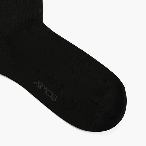 Men's Black Plain Mid-Calf Dress Socks - toe