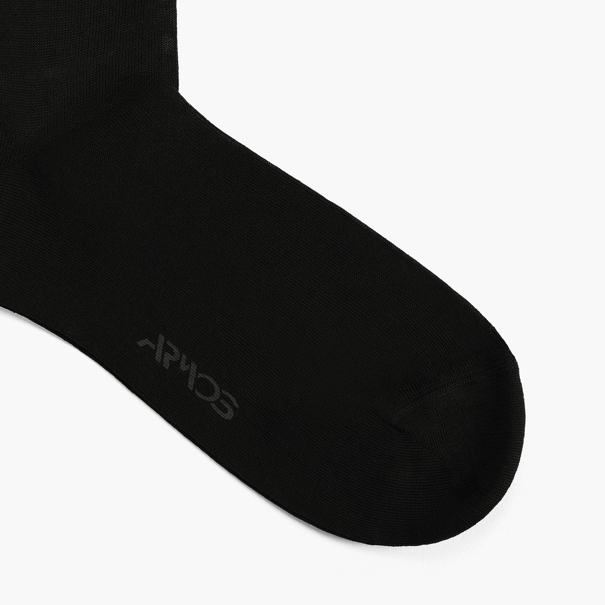 Men's Black Plain Mid-Calf Dress Socks - toe