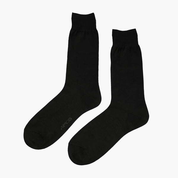 Men's Black Plain Mid-Calf Dress Socks