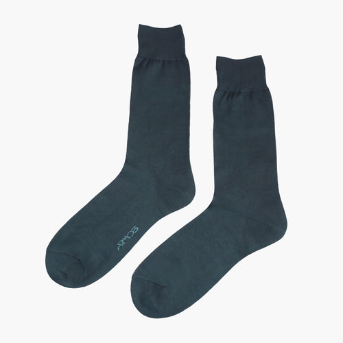 Men's Blue Plain Mid-Calf Dress Socks - pair