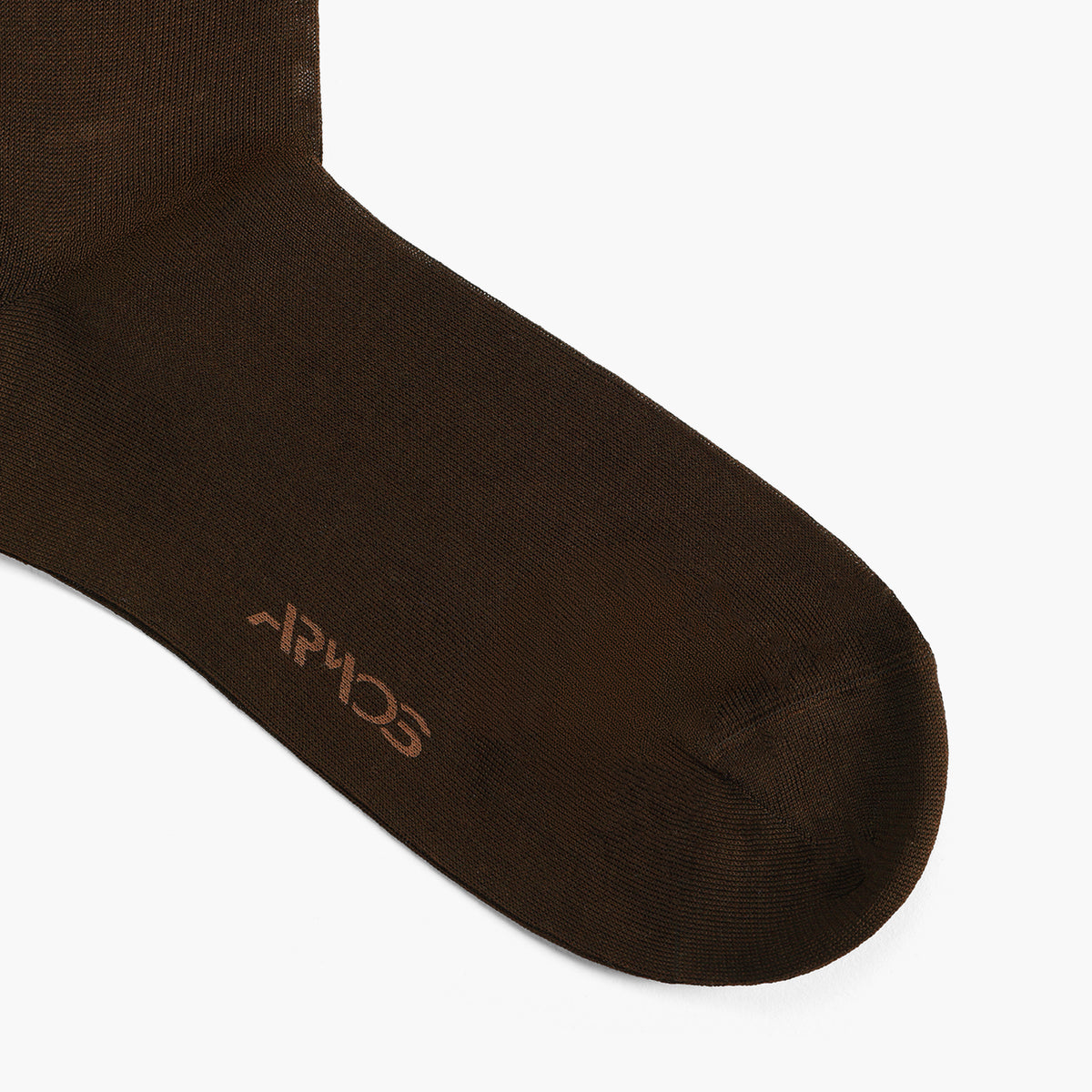 Men's Brown Plain Mid-Calf Dress Socks - toe