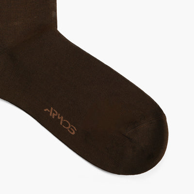 Men's Brown Plain Mid-Calf Dress Socks - toe