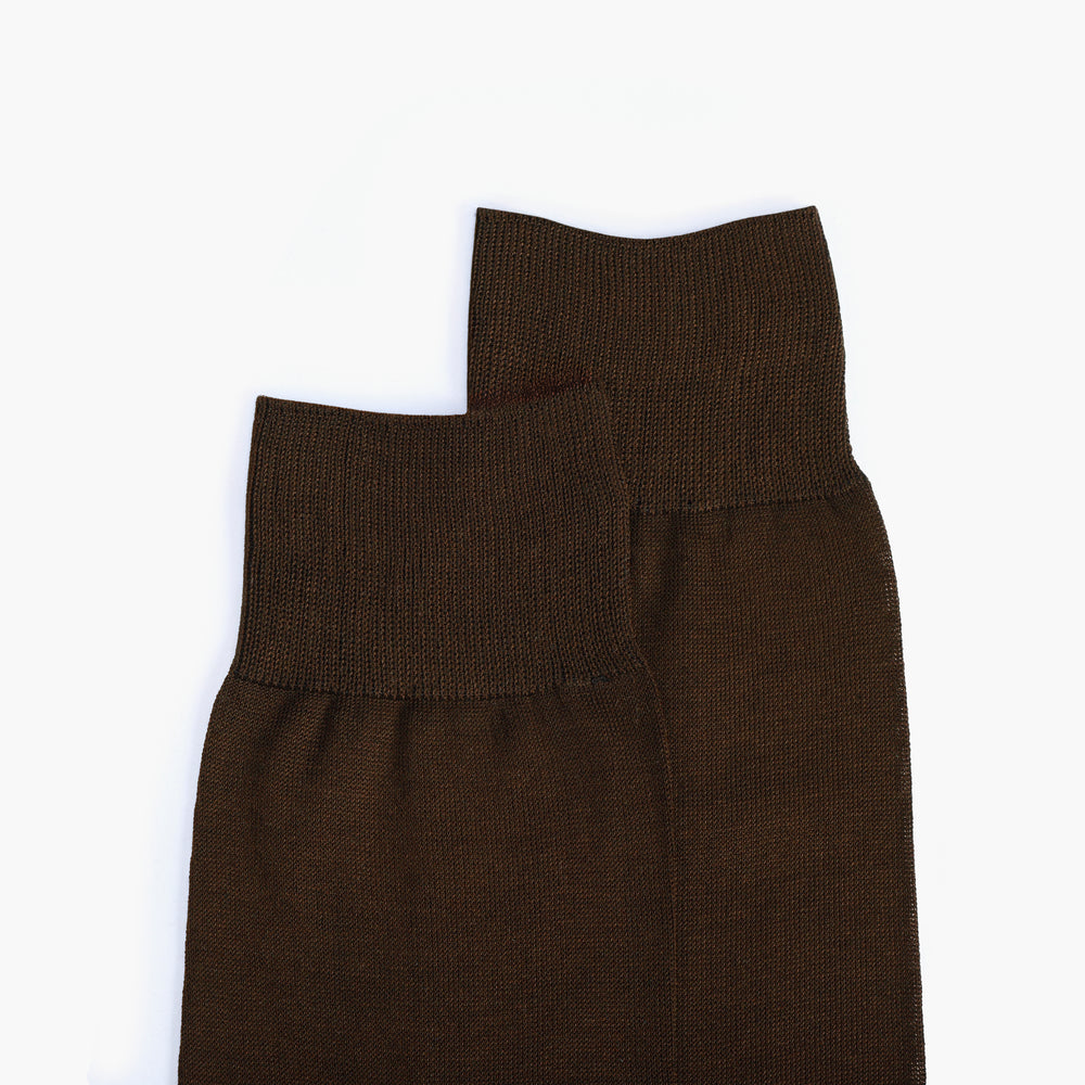 Men's Brown Plain Mid-Calf Dress Socks
