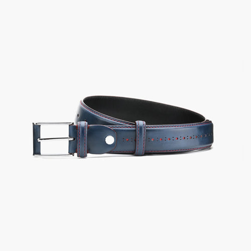 Blue leather belt