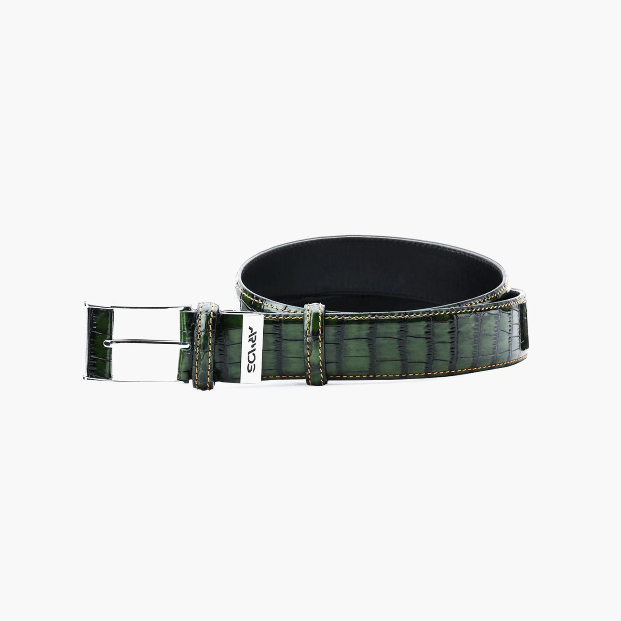 Men’s Green Croc-Embossed Leather Belt
