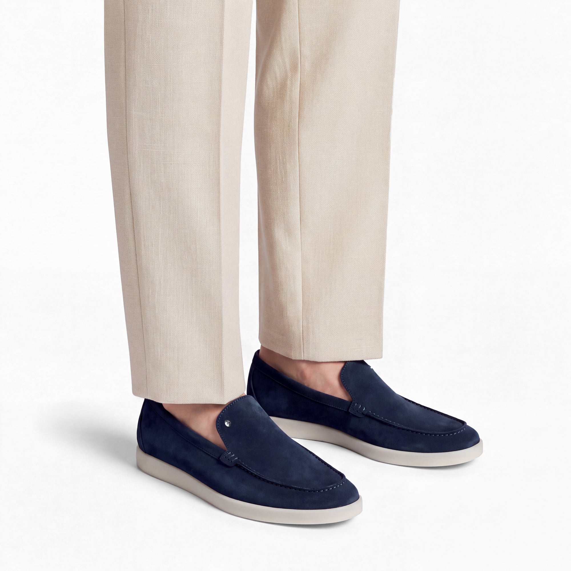 Men’s Navy Suede Loafer - worn