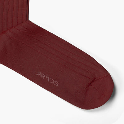 Men's Burgundy Plain Mid-Calf Dress Socks - toe