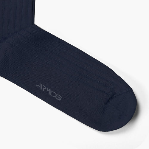 Men's Navy Plain Mid-Calf Dress Socks - toe