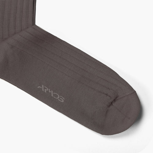 Men's Gray Plain Mid-Calf Dress Socks - toe