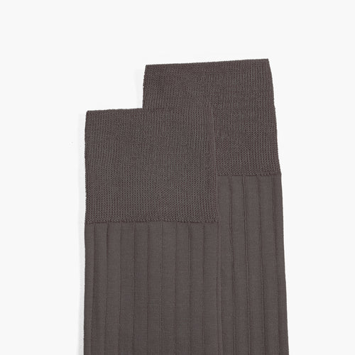 Men's Gray Plain Mid-Calf Dress Socks - dtail