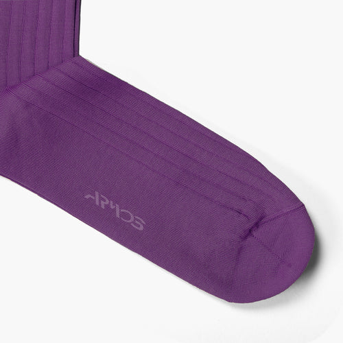 Men's Purple Plain Mid-Calf Dress Socks - toe