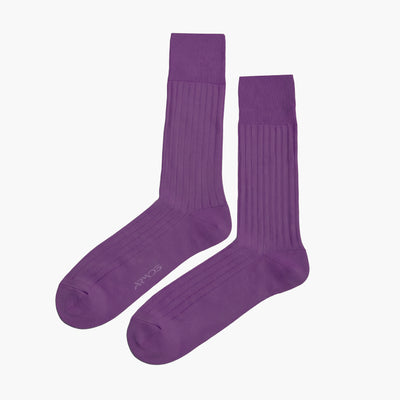 Men's Purple Plain Mid-Calf Dress Socks - pair
