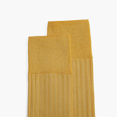 Men's Yellow Plain Mid-Calf Dress Socks - detail