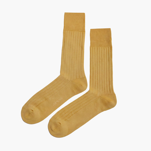 Men's Yellow Plain Mid-Calf Dress Socks