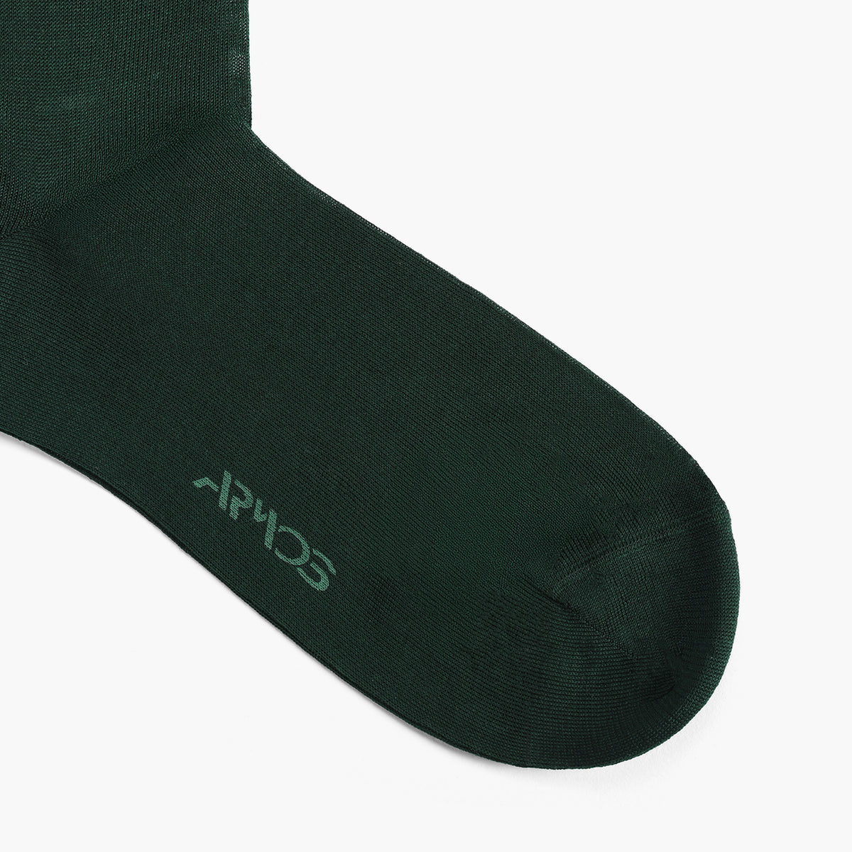 Men's Green Plain Mid-Calf Dress Socks - toe