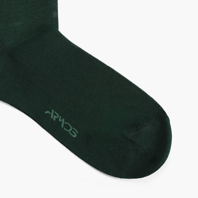 Men's Green Plain Mid-Calf Dress Socks - toe