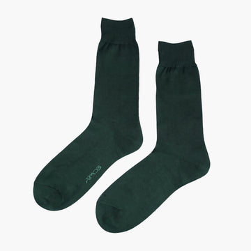 Men's Green Plain Mid-Calf Dress Socks - pair