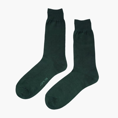 Men's Green Plain Mid-Calf Dress Socks - pair