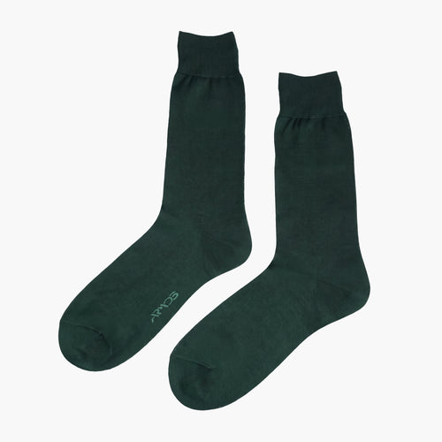 Men's Green Plain Mid-Calf Dress Socks
