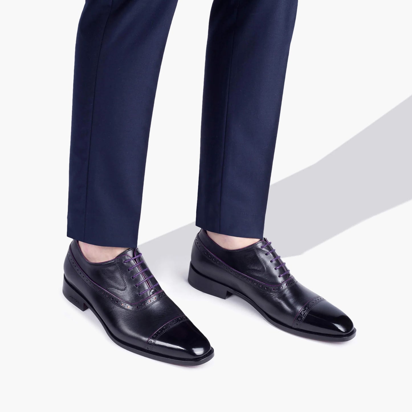 Men's Black & Purple Leather Oxford