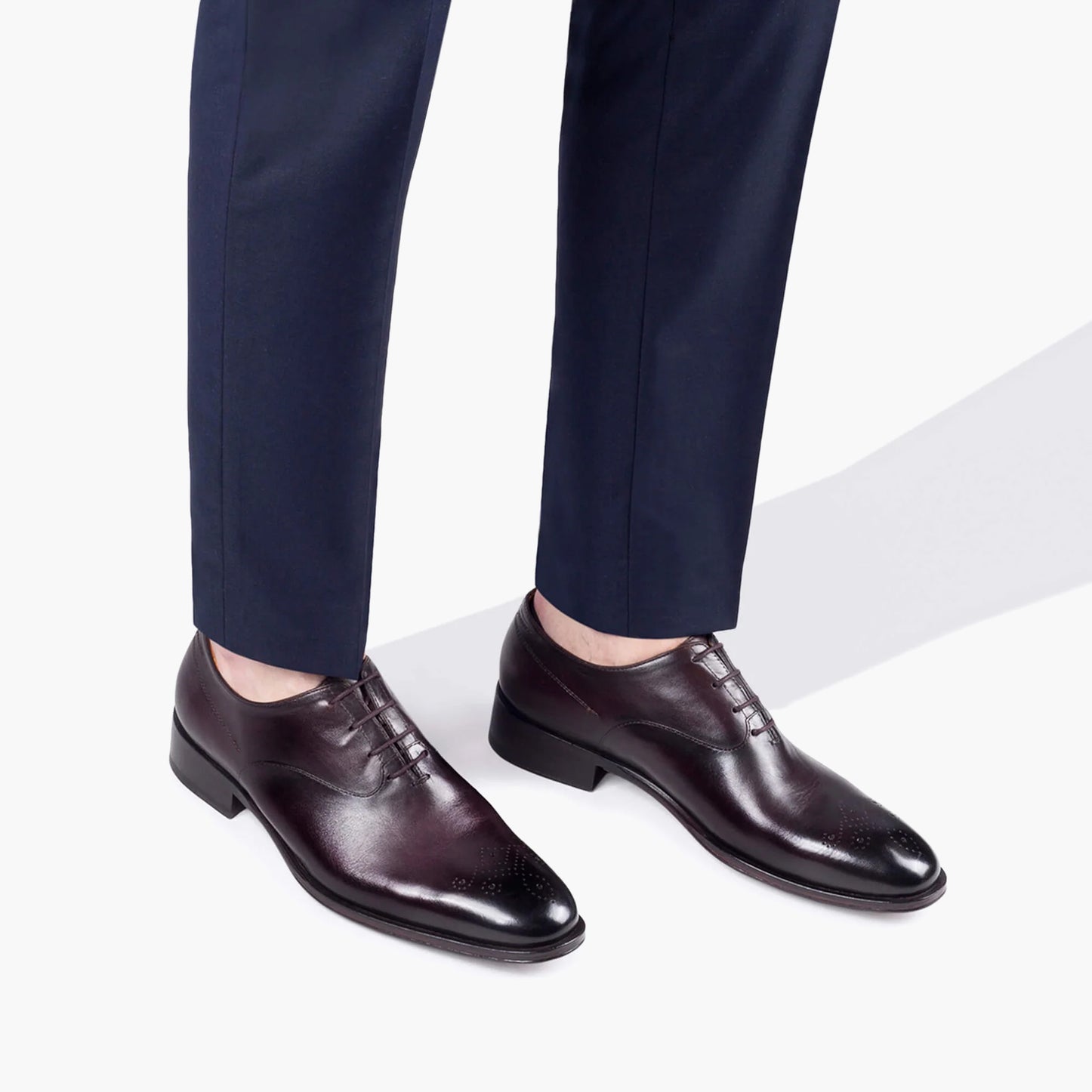 Men's Wine Leather Oxford Lace-up