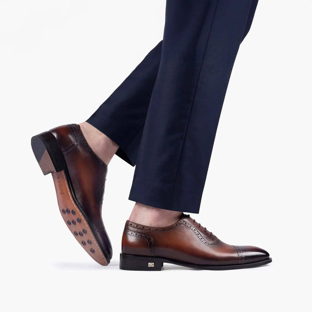 Men’s Brown Patina Cap Toe Brogue Oxford