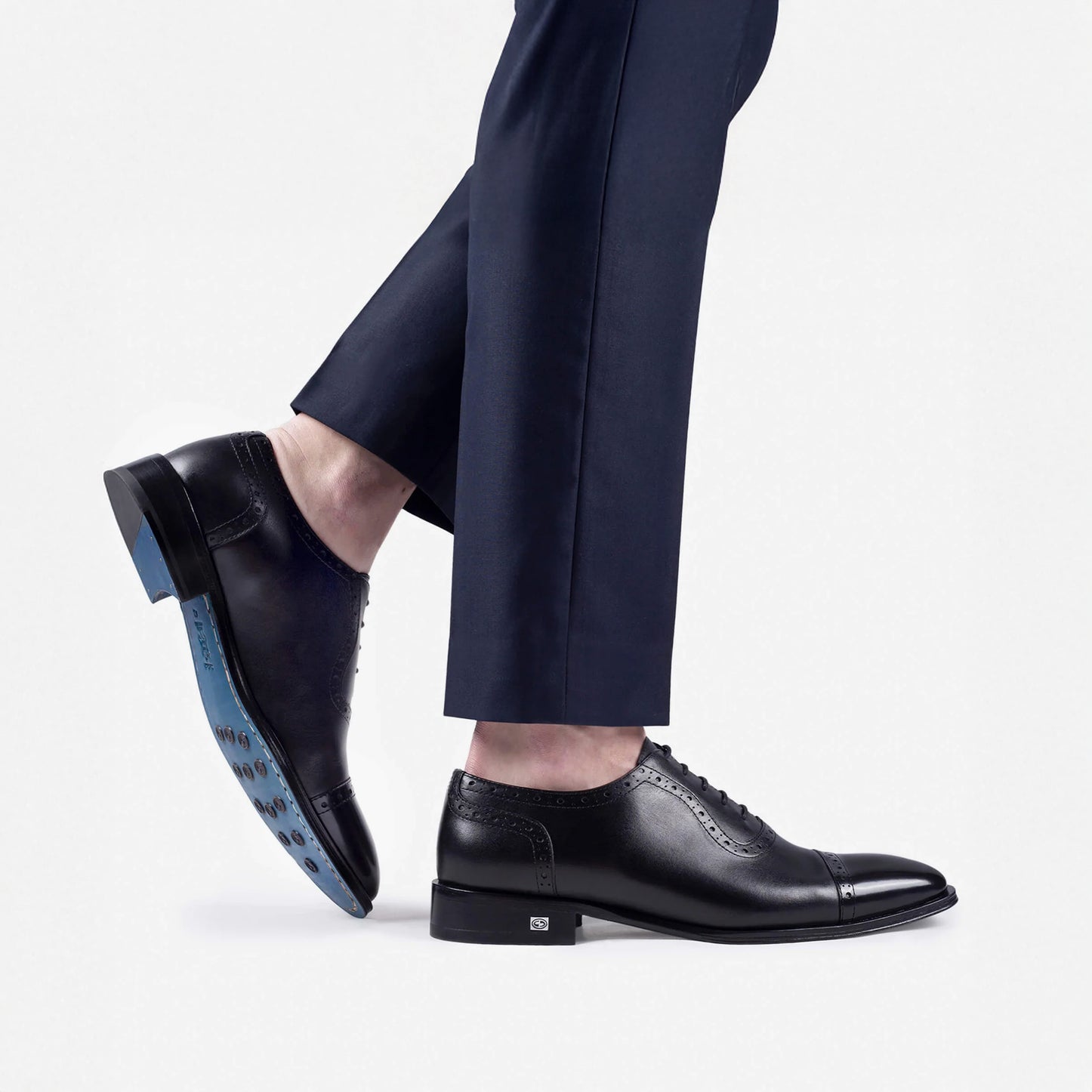 Men’s Black Leather Cap-Toe Oxford