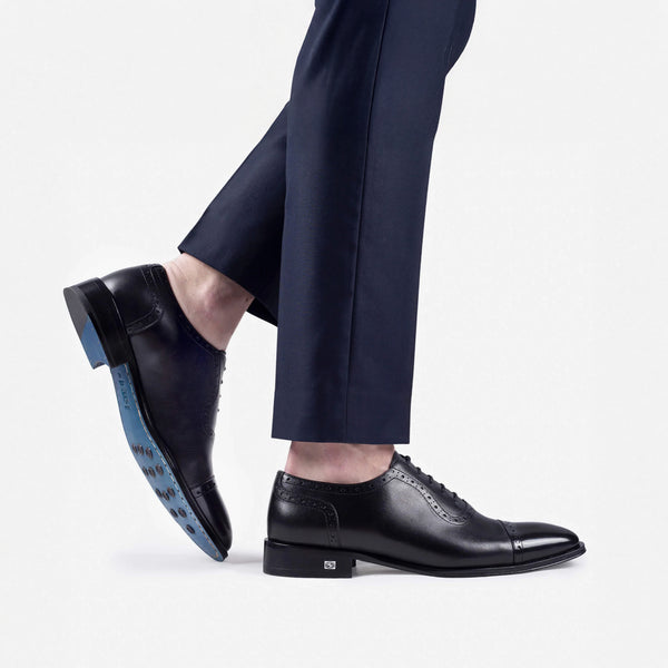 Men’s Black Leather Cap-Toe Oxford