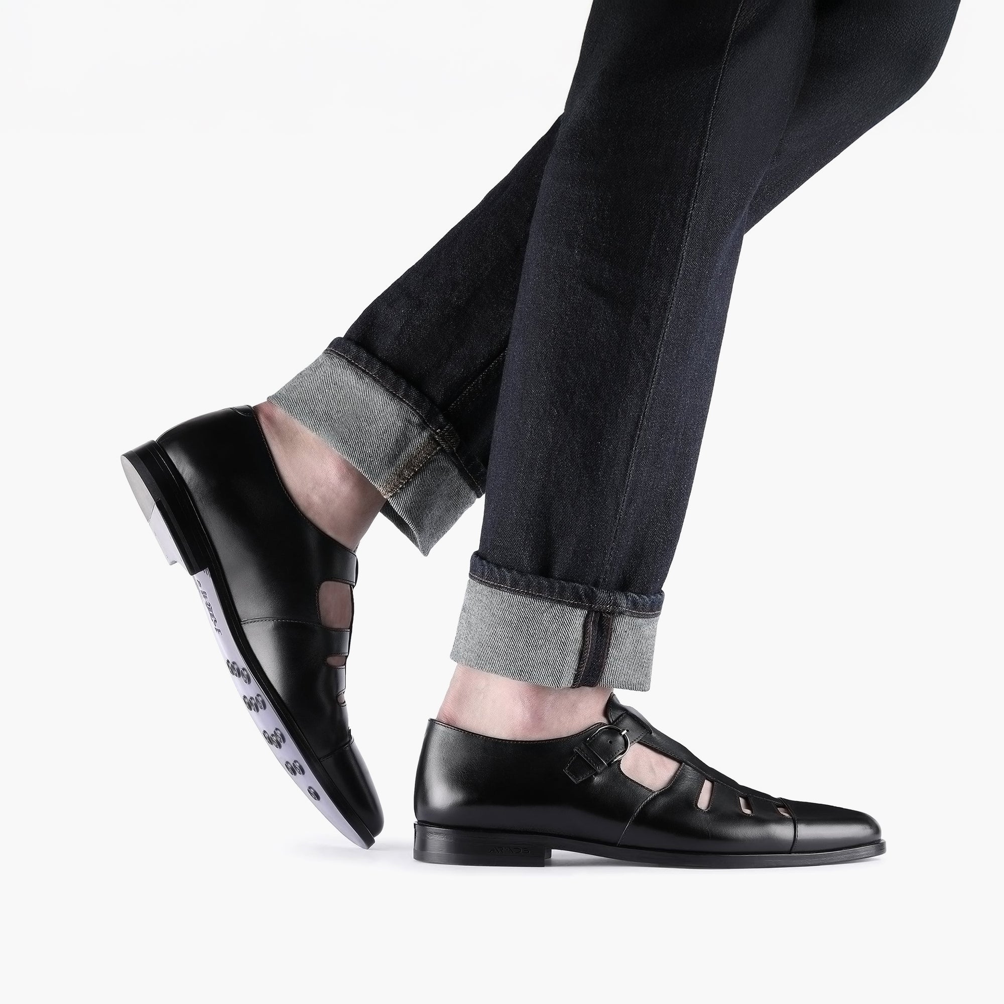 Men's Black Fisherman Sandal with Buckle