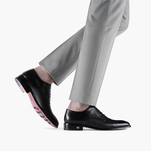 Men’s Black Textured Leather Brogue Oxford