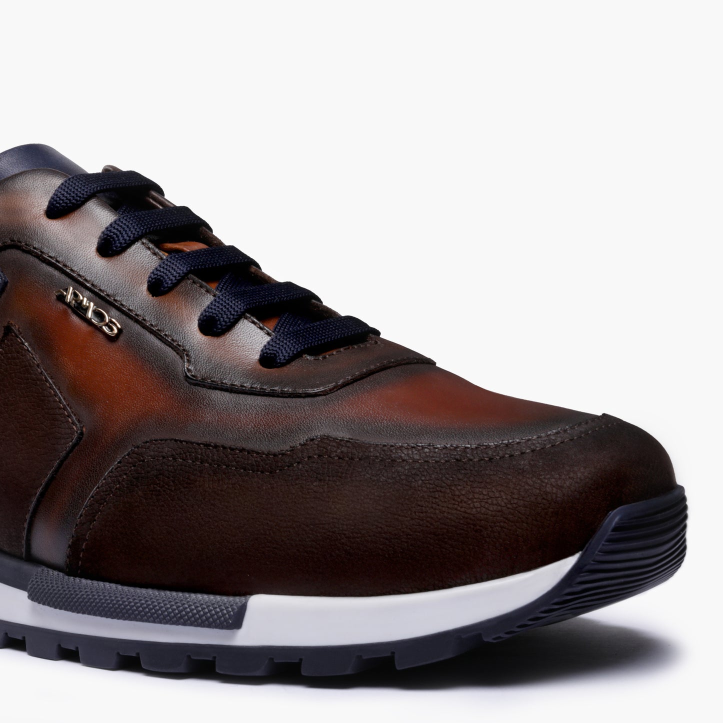 Men's Brown and Blue Leather Sneaker
