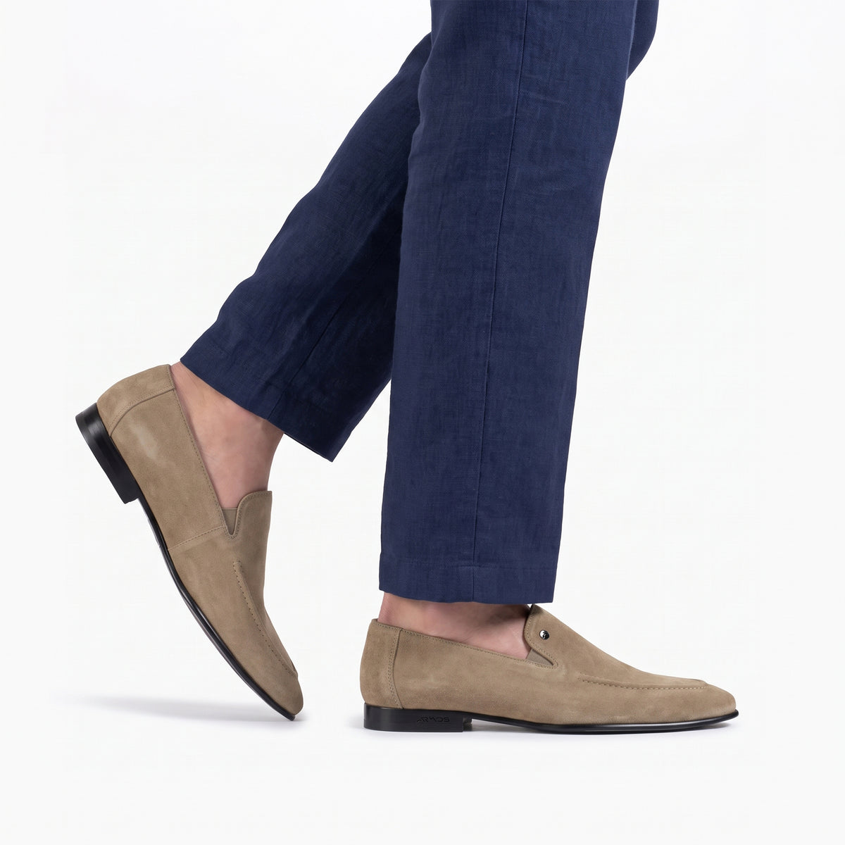 Men’s Beige Suede Leather Loafer - worn