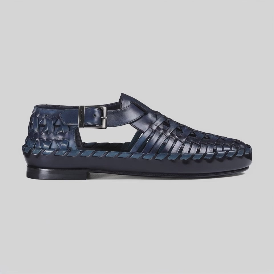 Men’s Blue Patina Leather Huarache Sandal - video